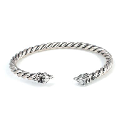 925 Ayar Gümüş Ufak Kurt Başı Burgu Kol Erkek Bileziği - 2