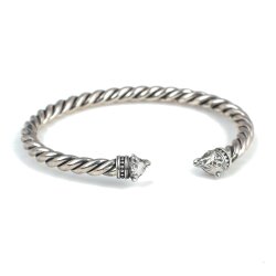 925 Ayar Gümüş Ufak Kurt Başı Burgu Kol Erkek Bileziği - 3