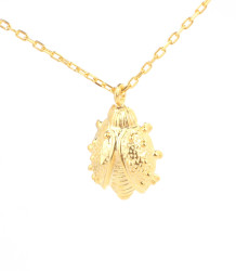 Sterling Silver Ladybug Charm Necklace, Gold Vermeil - Nusrettaki (1)