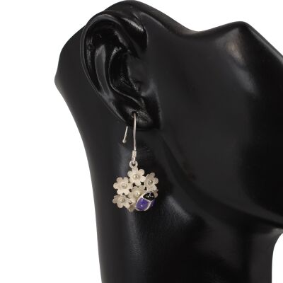925 Silver Tiny Flower& LadyBug Dangle Earrings - 3