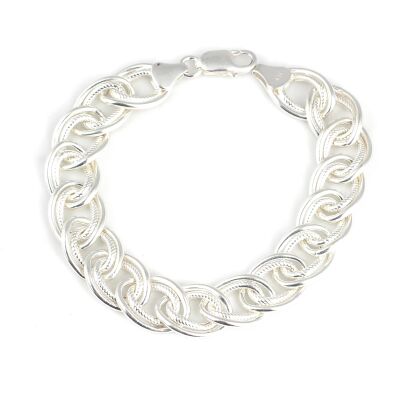 925 Ayar Gümüş Uzay Yolu Desenli Ve Düz Zincir Bileklik - 1