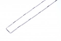 Sterling Silver Long Chain Necklace with Bars, White Gold Plated - Nusrettaki