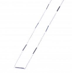 Sterling Silver Long Chain Necklace with Tiny Bars, White Gold Plated - Nusrettaki (1)