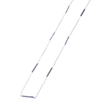 925 Ayar Gümüş Uzun Zincir Kolye, Mini Bar Parçalı, Beyaz - 2