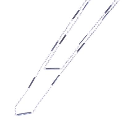 925 Ayar Gümüş Uzun Zincir Kolye, Mini Bar Parçalı, Beyaz - 3
