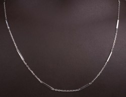925 Ayar Gümüş Uzun Zincir Kolye, Mini Bar Parçalı, Beyaz - 4