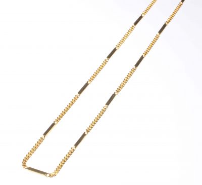 Sterling Silver Long Chain Necklace with Bars, Gold Plated - 3
