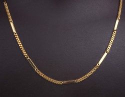 Sterling Silver Long Chain Necklace with Bars, Gold Plated - 4