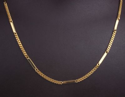 Sterling Silver Long Chain Necklace with Bars, Gold Plated - 5