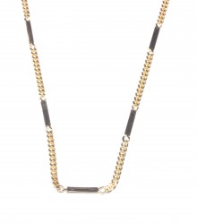 Sterling Silver Long Chain Necklace with Bars, Gold Plated - 8