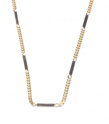 Sterling Silver Long Chain Necklace with Bars, Gold Plated - 8