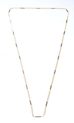 Sterling Silver Long Chain Necklace with Bars, Gold Plated - 9