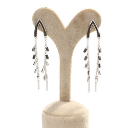 Sterling Silver V-Shape Dangle Earrings, White Gold Vermeil - Nusrettaki (1)