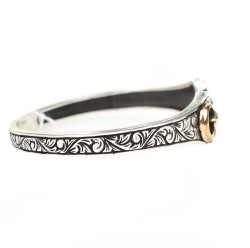 Silver & Bronze Star Crescent Design Men's Cuff Bracelet - 3