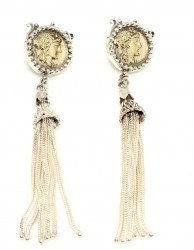 Silver & Bronze Ancient Byzantium Design Chandelier Earrings - Nusrettaki (1)