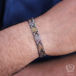 Silver & Bronze Authentic Design Bracelet - Nusrettaki