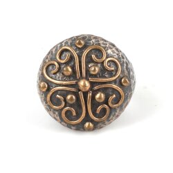 925 Ayar Gümüş ve Bronz Karışımı Desenli Yuvarlak Yüzük - 3