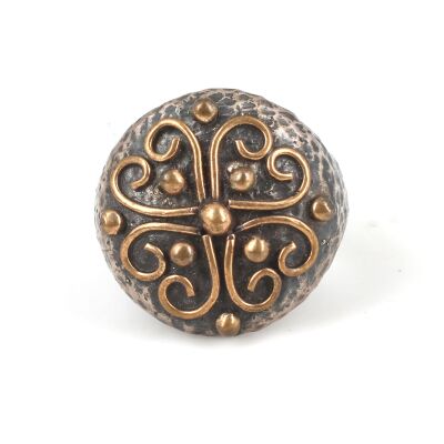 925 Ayar Gümüş ve Bronz Karışımı Desenli Yuvarlak Yüzük - 3