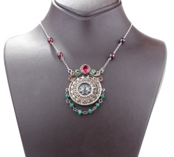 925 Ayar Gümüş ve Bronz Karışımı Garnet Taşlı Otantik Kolye - Nusrettaki (1)