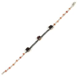 925 Ayar Gümüş ve Bronz Karışımı Garnet ve Yakut Taşlı Otantik Bileklik - Nusrettaki (1)