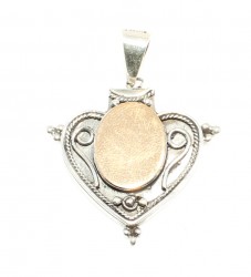 925 Sterling Silver & Bronze Heart Pendant - Nusrettaki (1)