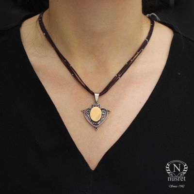 925 Sterling Silver & Bronze Heart Pendant - 1