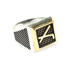 Silver & Bronze Cepni Clan Symbol Men's Ring - Nusrettaki (1)