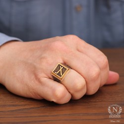 Silver & Bronze Cepni Clan Symbol Men's Ring - Nusrettaki