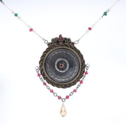 Silver & Bronze Authentic Necklace with Swarovski - Nusrettaki (1)