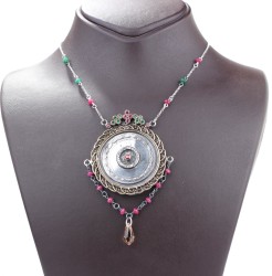 Nusrettaki - Silver & Bronze Authentic Necklace with Swarovski