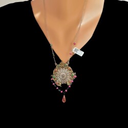 Silver & Bronze Authentic Necklace with Swarovski - Nusrettaki