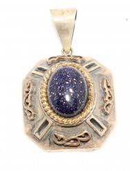 Nusrettaki - 925 Ayar Gümüş Bronz Karışımı Gece Mavisi Star Taşlı Otantik Kolye Ucu
