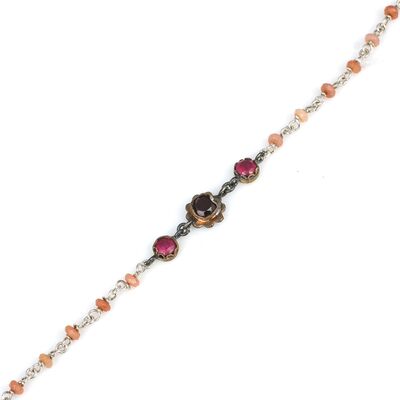 Silver & Bronze Authentic Bracelet with Ruby - 1