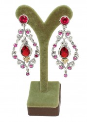 Silver & Bronze Ancient Byzantium Design Dangle Earrings with Ruby - Nusrettaki (1)