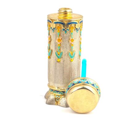 925 Ayar Gümüş Vintage Mine İşlemeli Zarif Parfüm Şişesi - 2