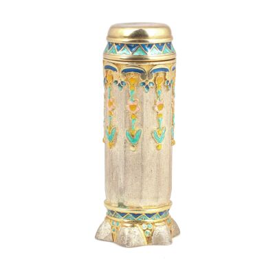 925 Ayar Gümüş Vintage Mine İşlemeli Zarif Parfüm Şişesi - 1