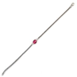 925 Ayar Gümüş Yakut Renk Taşlı Tilki Kuyruğu Zincir Bileklik - 3