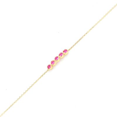 925 Ayar Gümüş Yakut Taşlı 5 Sıra Suyolu Bileklik - 2