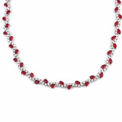 925 Ayar Gümüş Yakut Taşlı Su Yolu Model Kolye - 3