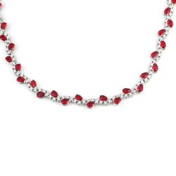 925 Ayar Gümüş Yakut Taşlı Su Yolu Model Kolye - 4