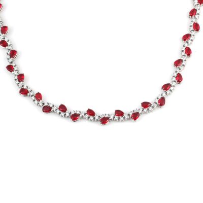 925 Ayar Gümüş Yakut Taşlı Su Yolu Model Kolye - 4