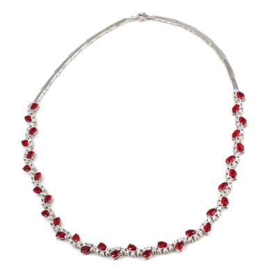 925 Ayar Gümüş Yakut Taşlı Su Yolu Model Kolye - 2