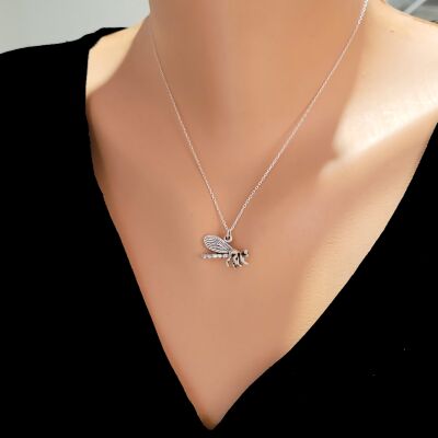 925 Ayar Gümüş Yandan Yusufçuk Model Charm Kolye - 1