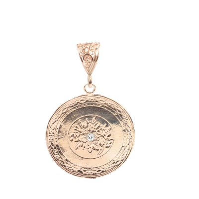925 Ayar Gümüş Yaprak Desenli Madalyon Kolye Ucu - 4