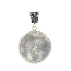 925 Ayar Gümüş Yaprak Desenli Madalyon Kolye Ucu - Nusrettaki