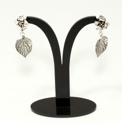 925 Silver Rose & Frond Drop Earrings - Nusrettaki (1)