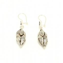 925 Silver Leaf Design Dangle Earrings - Nusrettaki (1)