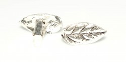 925 Ayar Gümüş Yaprak Modeli Kol Düğmesi - Thumbnail