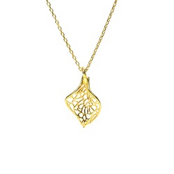 925 Ayar Gümüş Yaprak Tasarım Kolye - 5