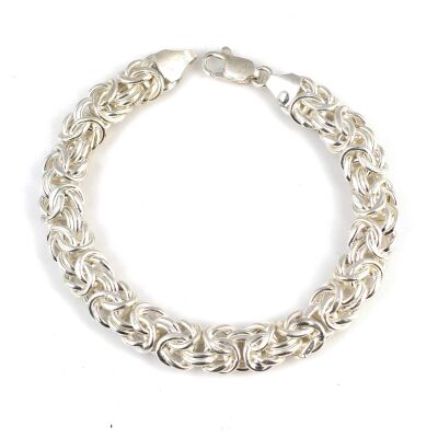 925 Ayar Gümüş Yassı Kral Zincir Bileklik - 1